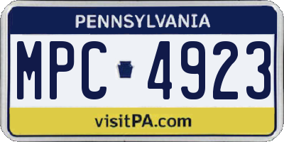 PA license plate MPC4923