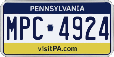 PA license plate MPC4924