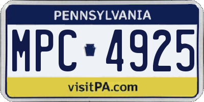 PA license plate MPC4925