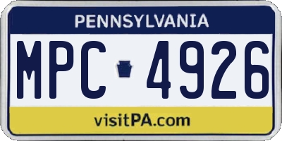 PA license plate MPC4926