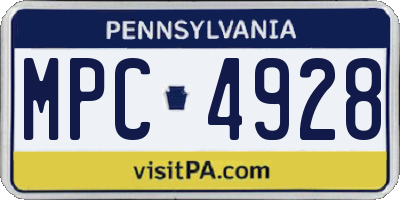 PA license plate MPC4928