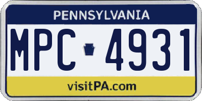PA license plate MPC4931