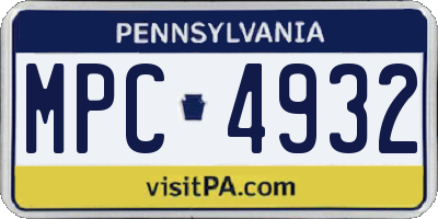 PA license plate MPC4932