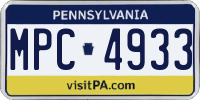 PA license plate MPC4933