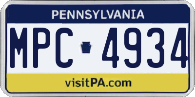 PA license plate MPC4934