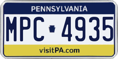 PA license plate MPC4935
