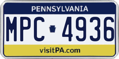 PA license plate MPC4936