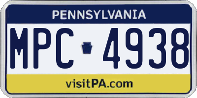 PA license plate MPC4938