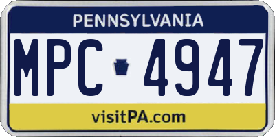 PA license plate MPC4947