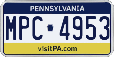 PA license plate MPC4953