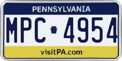 PA license plate MPC4954