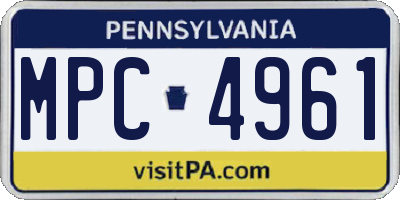 PA license plate MPC4961