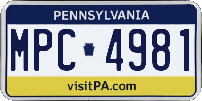 PA license plate MPC4981