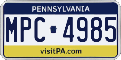 PA license plate MPC4985