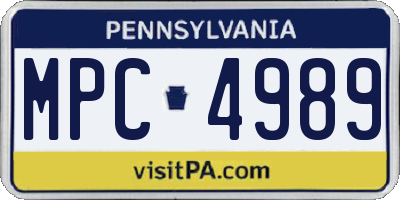 PA license plate MPC4989