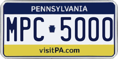 PA license plate MPC5000