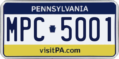 PA license plate MPC5001