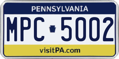 PA license plate MPC5002