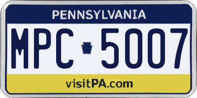 PA license plate MPC5007