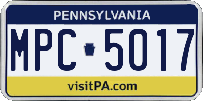 PA license plate MPC5017