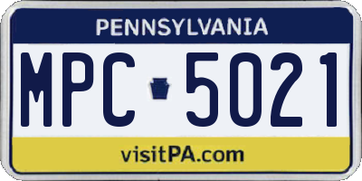 PA license plate MPC5021