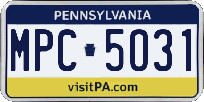 PA license plate MPC5031