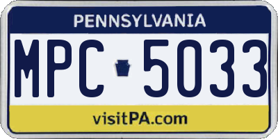 PA license plate MPC5033
