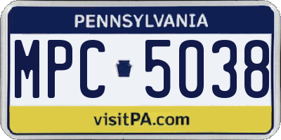 PA license plate MPC5038