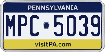PA license plate MPC5039