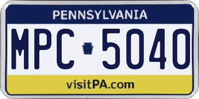 PA license plate MPC5040