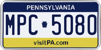 PA license plate MPC5080