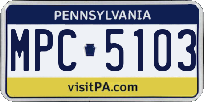 PA license plate MPC5103