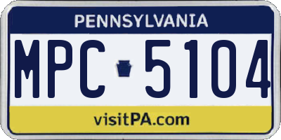 PA license plate MPC5104