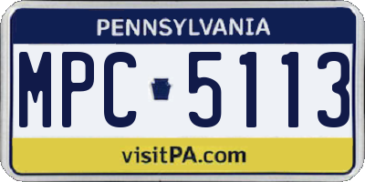 PA license plate MPC5113