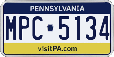 PA license plate MPC5134