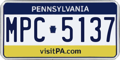 PA license plate MPC5137