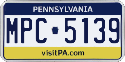 PA license plate MPC5139