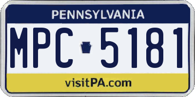 PA license plate MPC5181