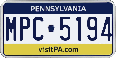 PA license plate MPC5194