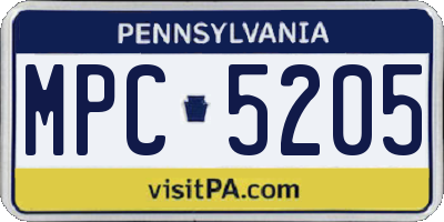 PA license plate MPC5205