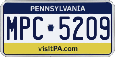PA license plate MPC5209