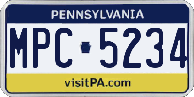 PA license plate MPC5234