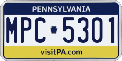PA license plate MPC5301