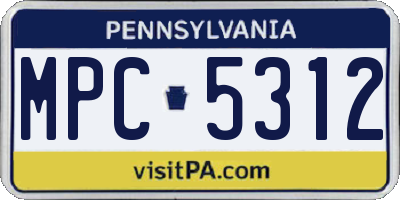 PA license plate MPC5312