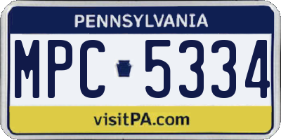 PA license plate MPC5334