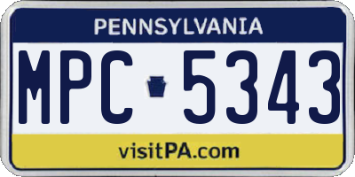PA license plate MPC5343