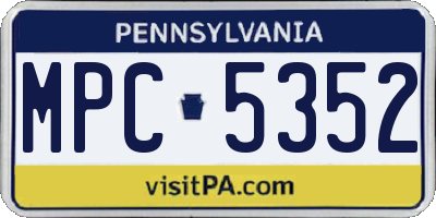 PA license plate MPC5352