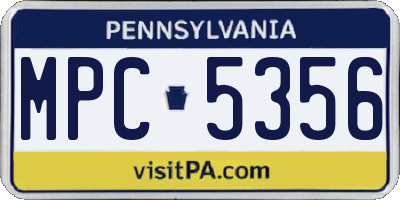 PA license plate MPC5356