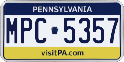 PA license plate MPC5357