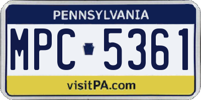 PA license plate MPC5361